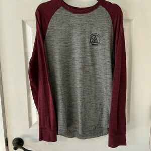 American Eagle Outfitters Gray and Maroon Long Sleeve Shirt